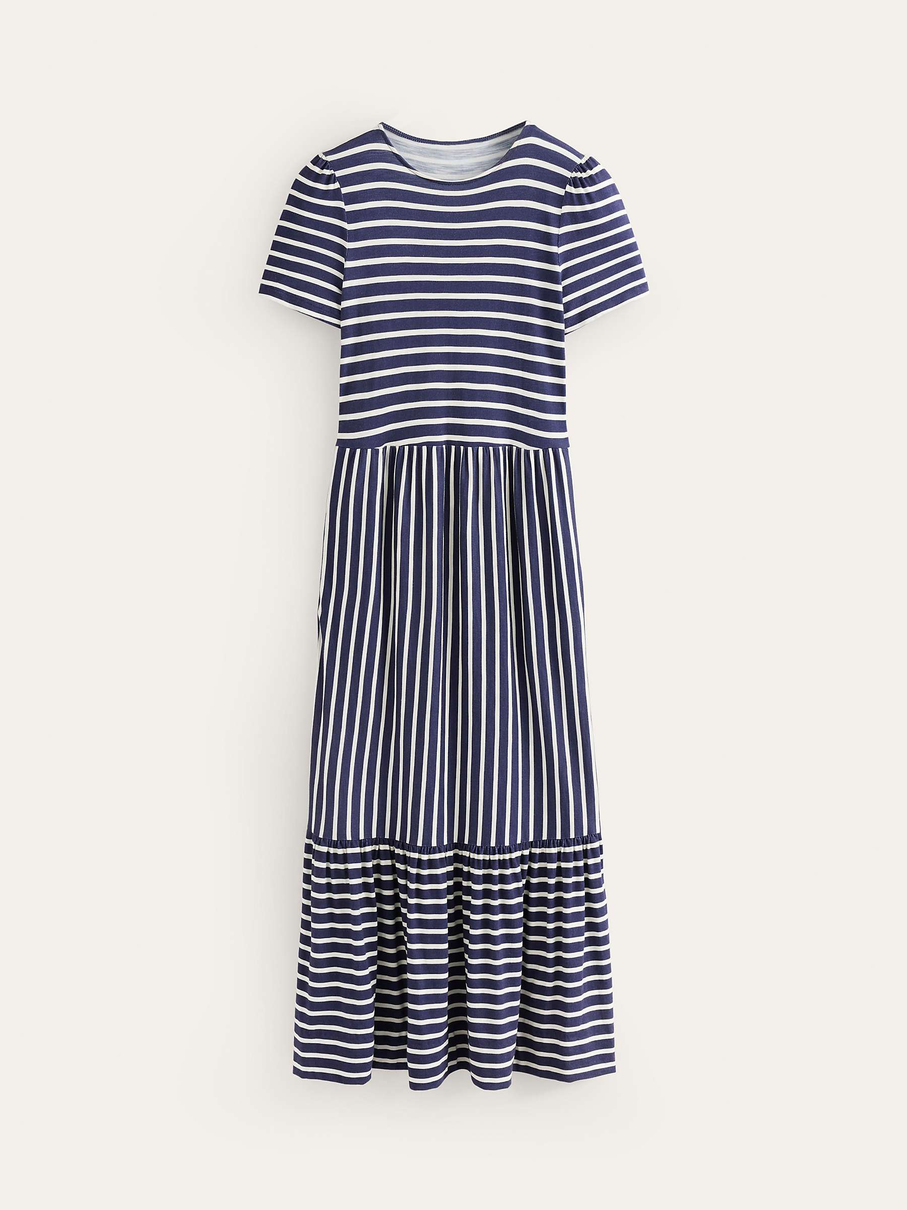 Buy Boden Emma Stripe Tiered Midi Dress, Navy/Ivory Online at johnlewis.com