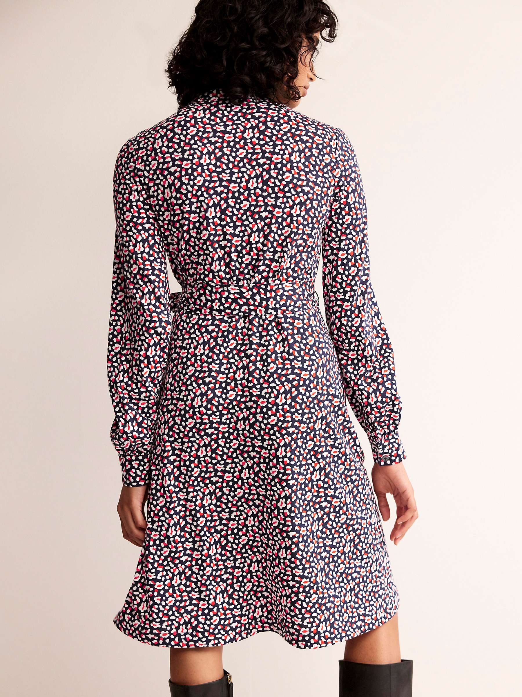 Buy Boden Julia Animal Print Jersey Shirt Dress, Navy/Multi Online at johnlewis.com