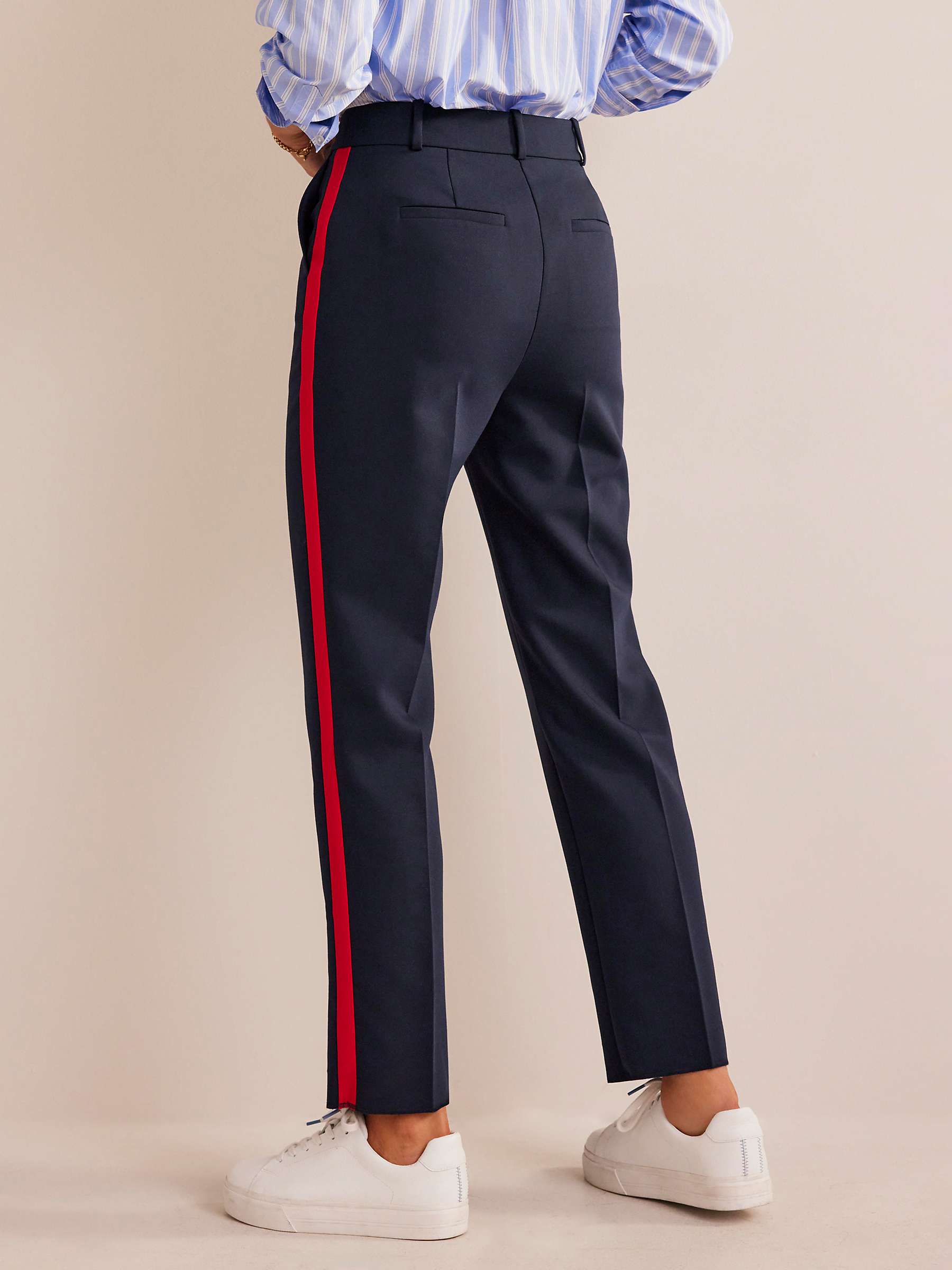 Buy Boden Kew Side Stripe Tapered Trousers, Navy/Red Online at johnlewis.com