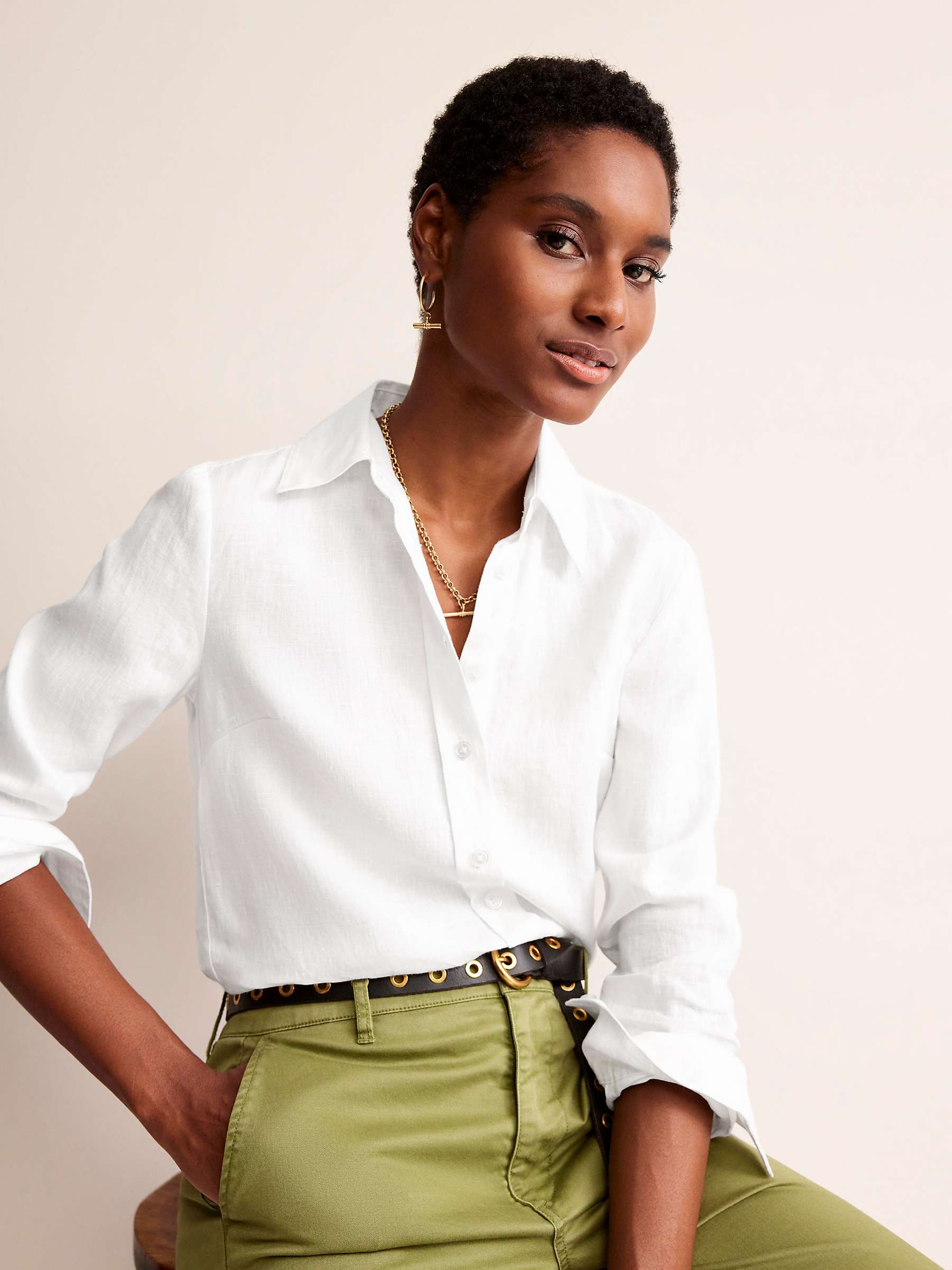 Buy Boden Sienna Linen Shirt, White Online at johnlewis.com