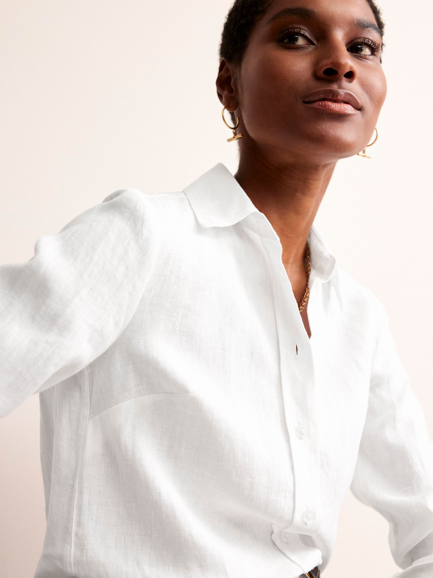Boden Sienna Linen Shirt, White at John Lewis & Partners
