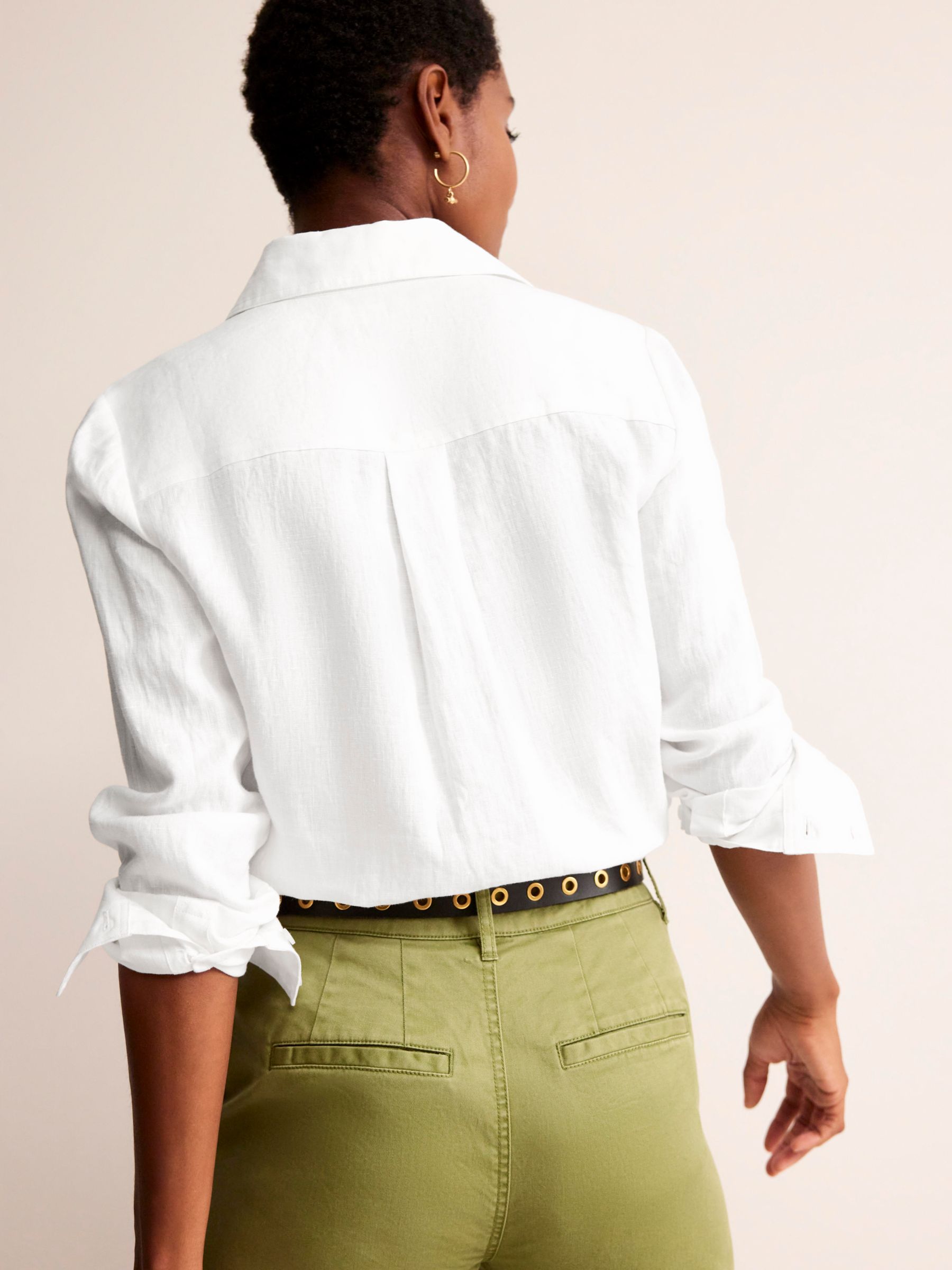 Boden Sienna Linen Shirt, White, 8