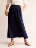 Boden Florence Linen Midi Skirt, Navy