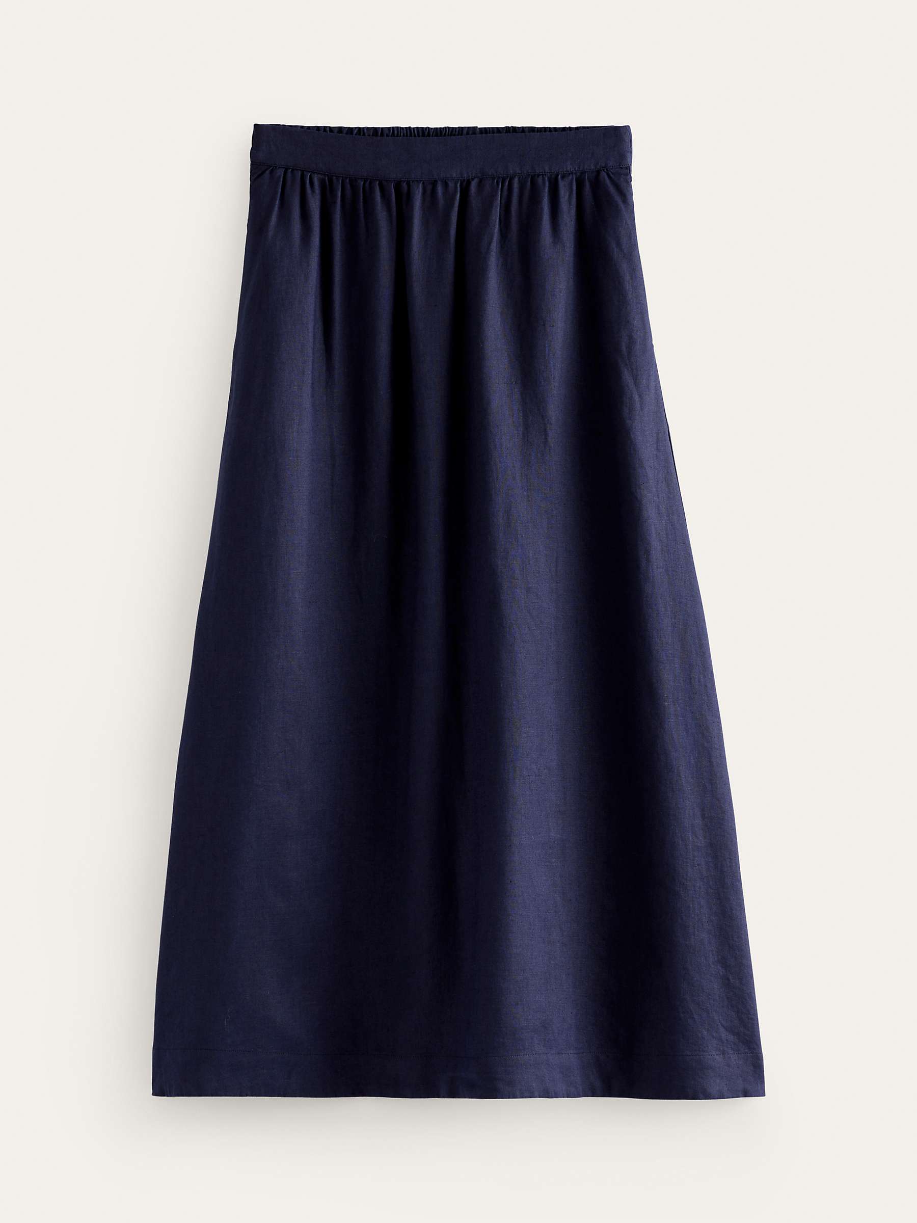 Buy Boden Florence Linen Midi Skirt, Navy Online at johnlewis.com