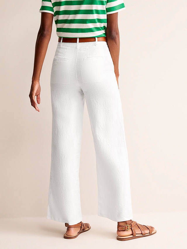 Boden Westbourne Wide Leg Linen Trousers, White