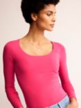 Boden Double Layer Scoop Neck Long Sleeve Top, Rethink Pink