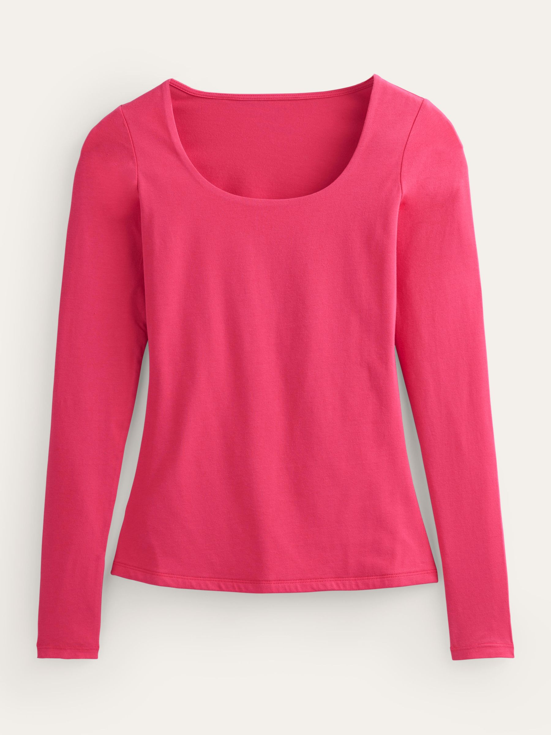 Buy Boden Double Layer Scoop Neck Long Sleeve Top, Rethink Pink Online at johnlewis.com