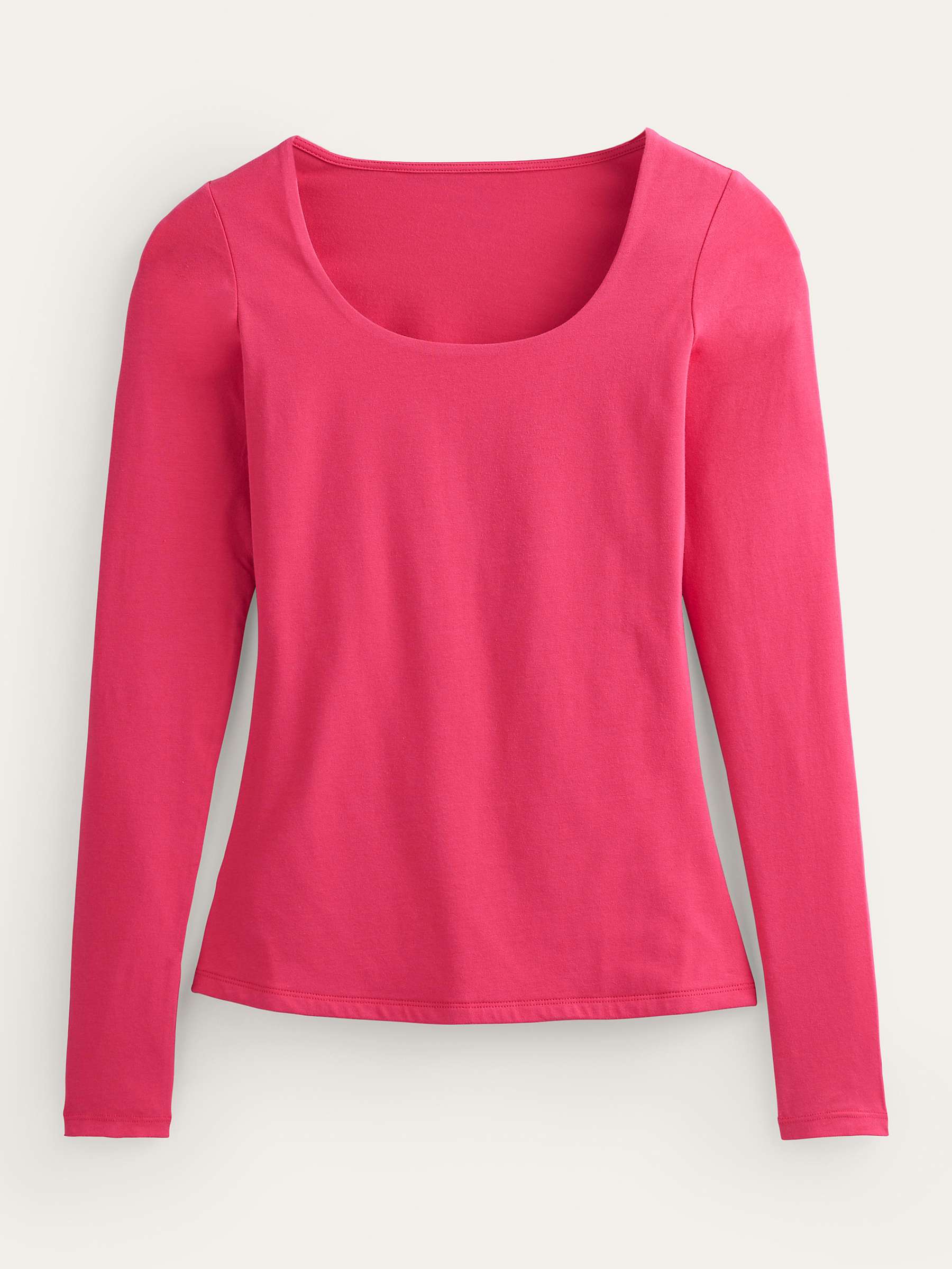 Buy Boden Double Layer Scoop Neck Long Sleeve Top, Rethink Pink Online at johnlewis.com