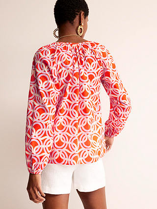 Boden Serena Geometric Print Cotton Blouse, Fiesta