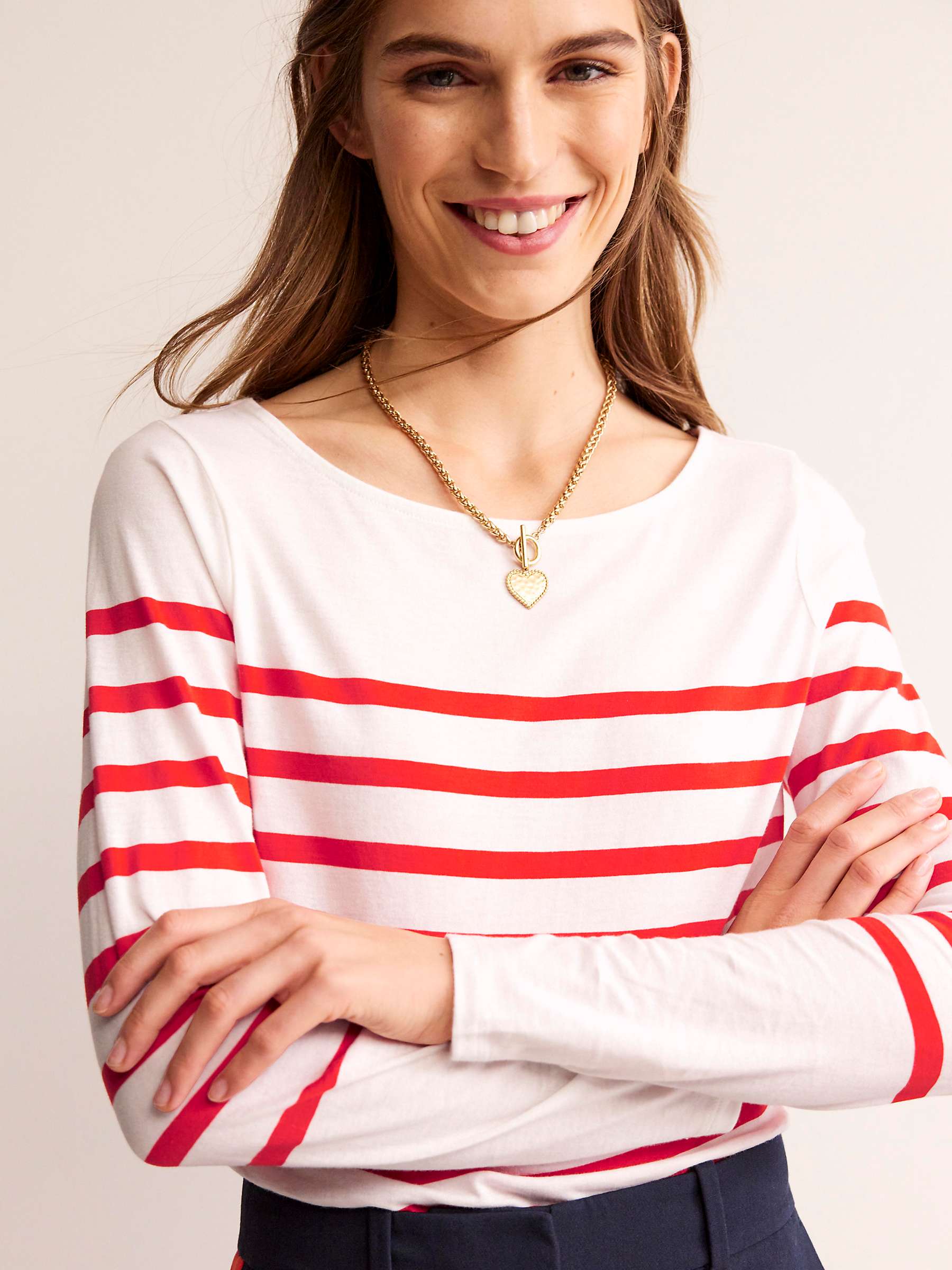 Buy Boden Ella Long Sleeve Breton Placement Stripe Top Online at johnlewis.com