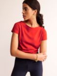 Boden Supersoft Boat Neck T-Shirt, Poppy Red