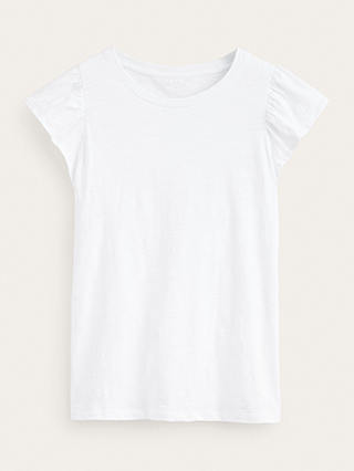 Boden Cotton Flutter Sleeve T-Shirt, White