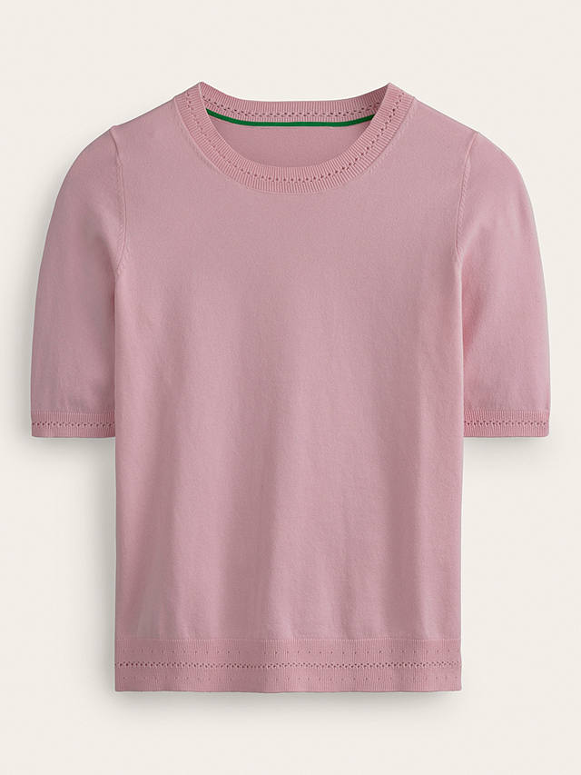 Boden Catriona Cotton Blend Crew Neck T-Shirt, Orchid Pink