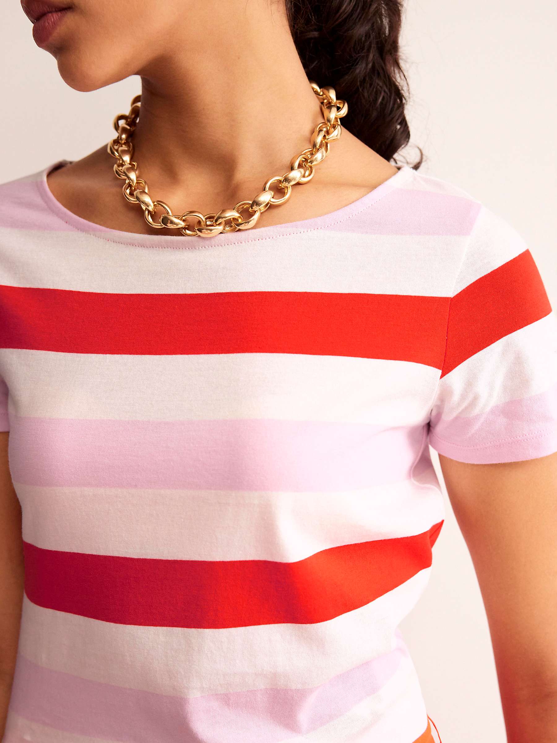 Buy Boden Ella Short Sleeve Stripe T-Shirt, Pink/Multi Online at johnlewis.com