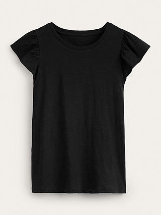 Boden Cotton Flutter Sleeve T-Shirt, Black