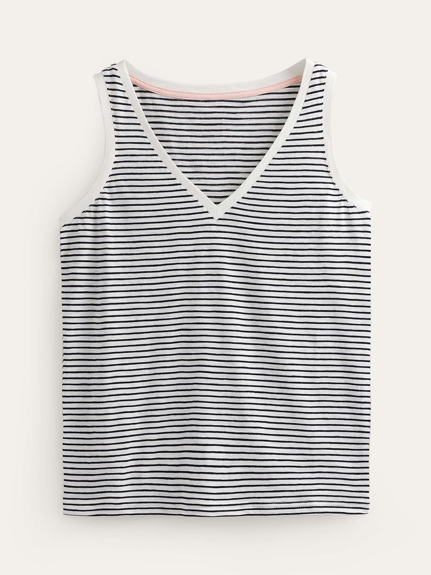 Buy Boden Regular V-neck Slub Cotton Vest, Navy/Ivory Online at johnlewis.com
