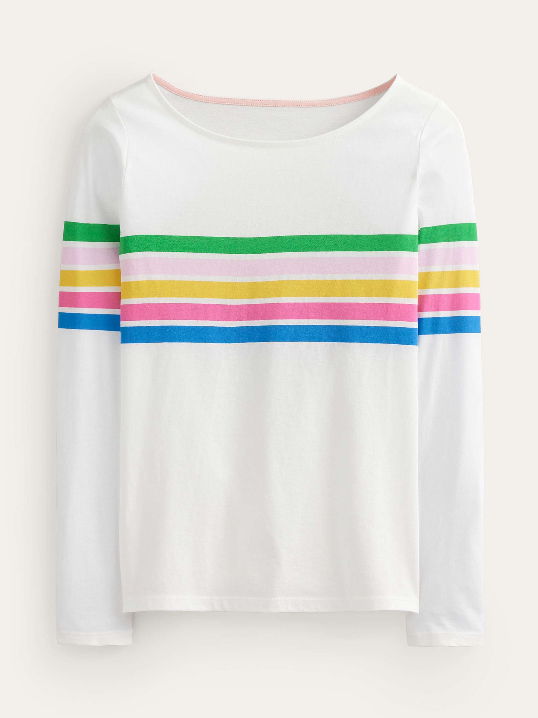 Buy Boden Ella Long Sleeve Central Stripes Top, Ivory/Multi Online at johnlewis.com