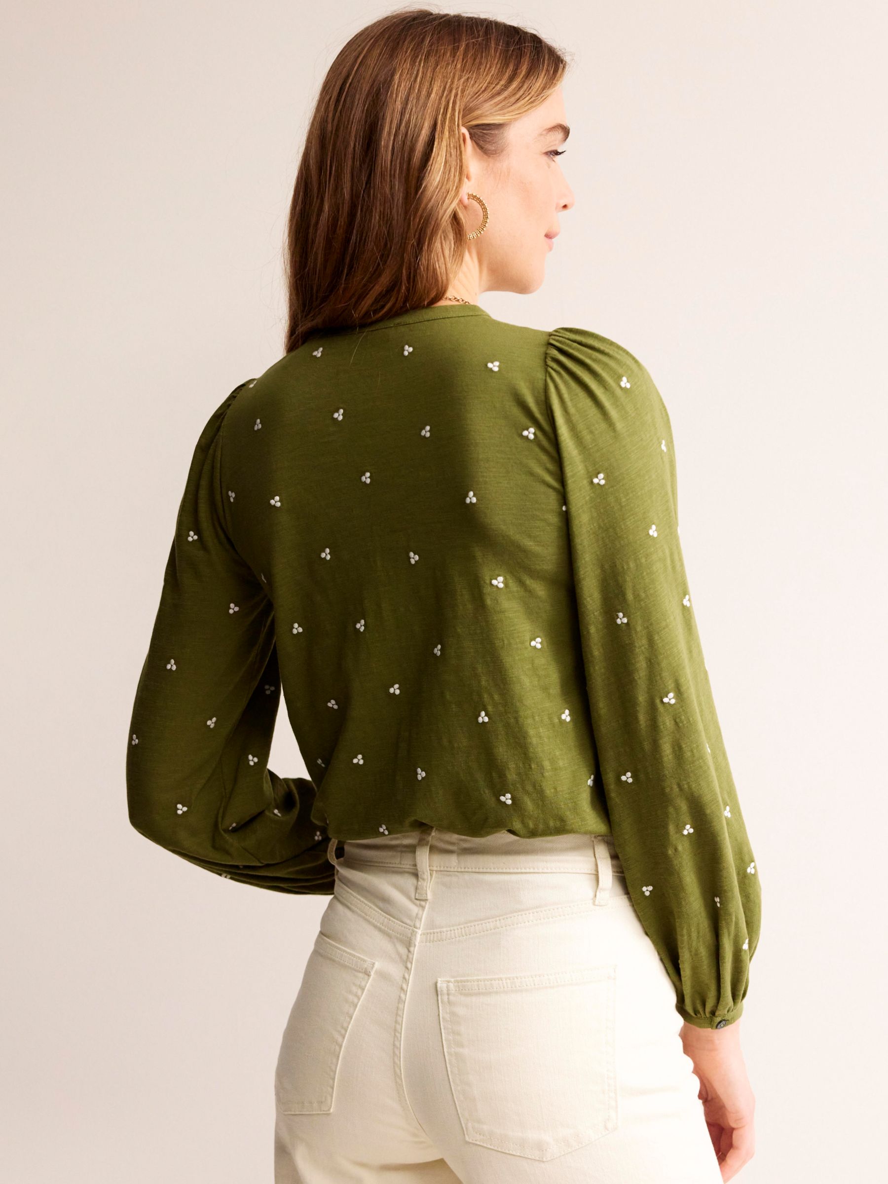 Buy Boden Marina Embroidered Cotton Blouse, Mayfly Online at johnlewis.com