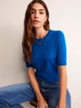 Boden Catriona Cotton Blend Crew Neck T-Shirt, Brilliant Blue