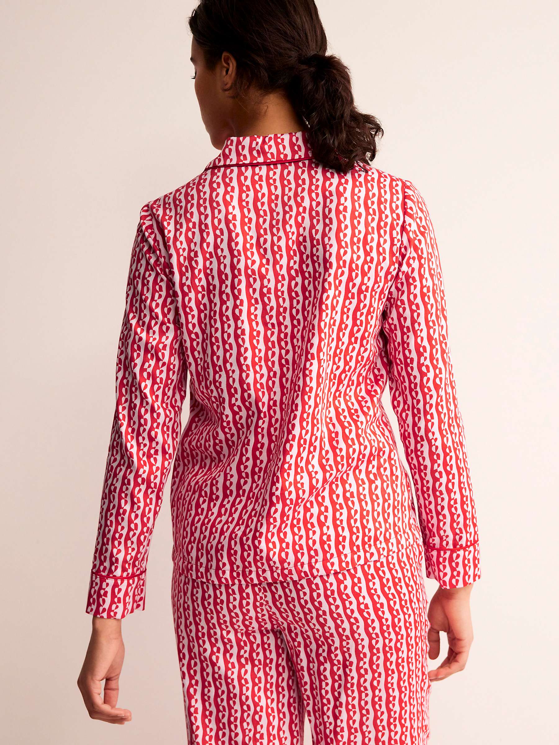 Buy Boden Heart Sateen Pyjama Shirt, Orchid Pink Online at johnlewis.com