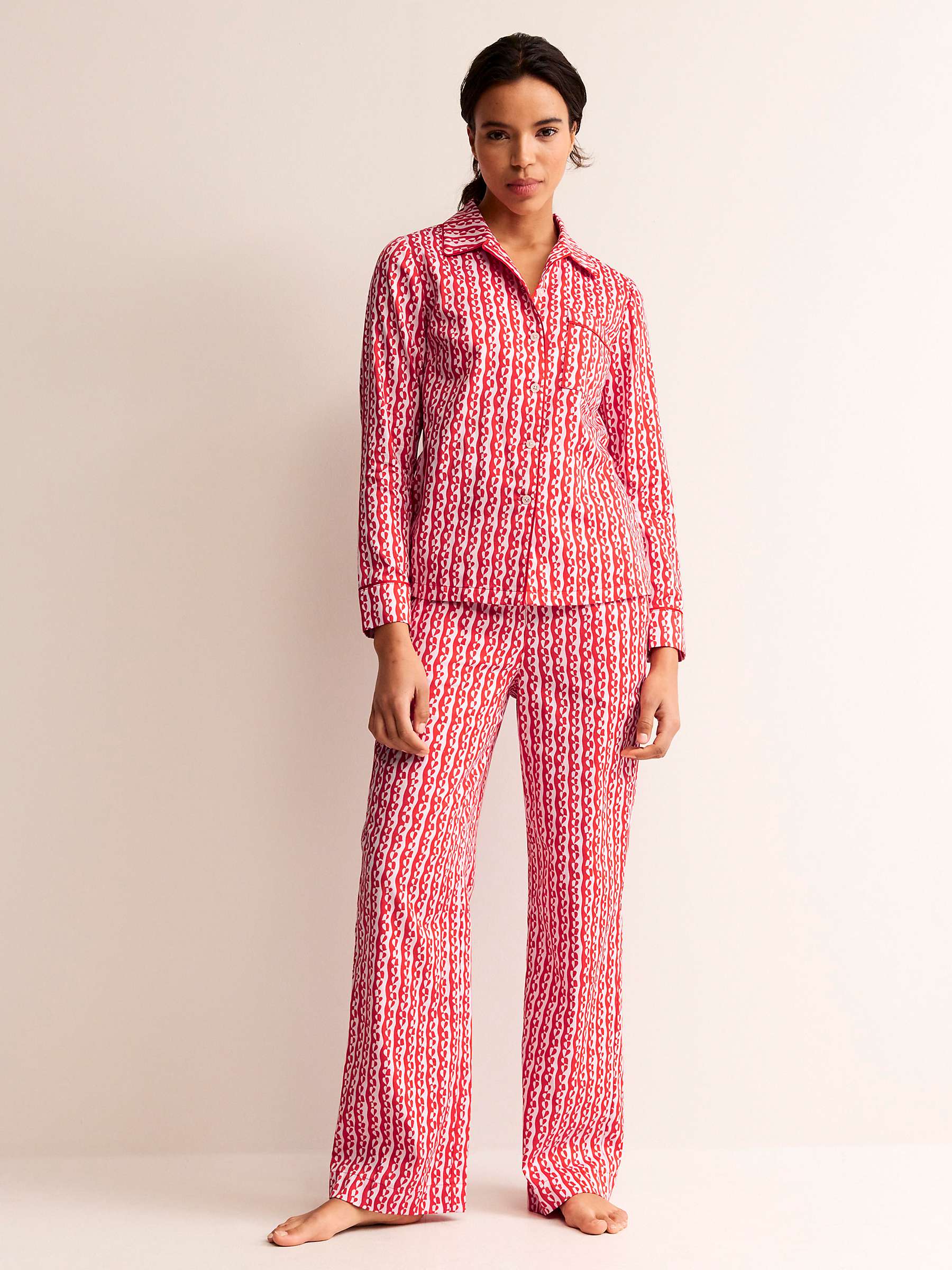 Buy Boden Heart Sateen Pyjama Shirt, Orchid Pink Online at johnlewis.com