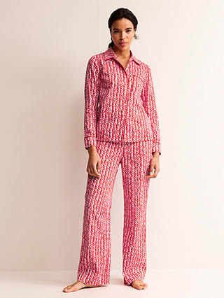 Boden Heart Sateen Pyjama Shirt, Orchid Pink