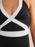 Boden Kefalonia Colour Block Halterneck Swimsuit, Black/White, Black/White