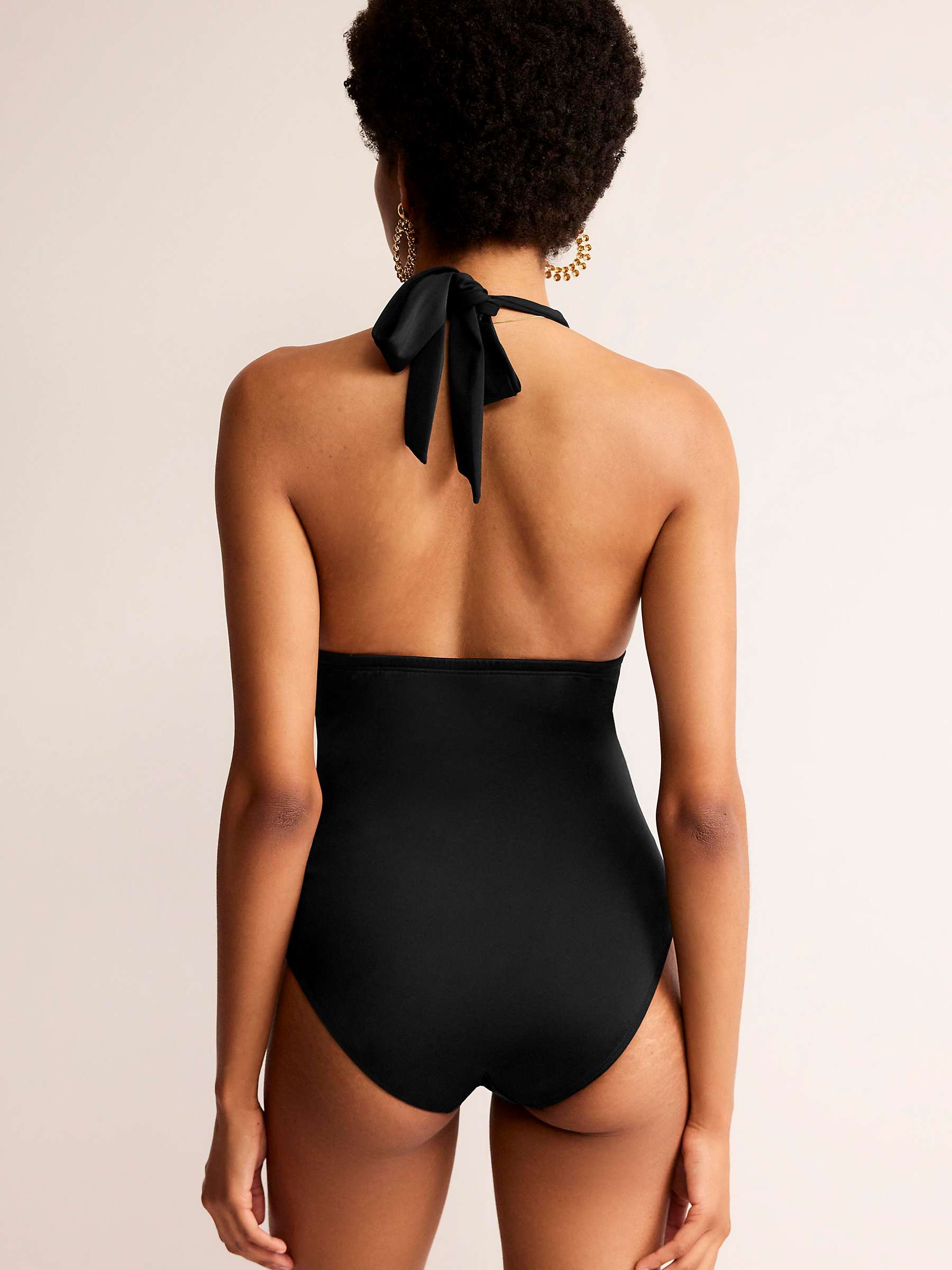 Buy Boden Merano Plunge Halter Neck Swimsuit, Black Online at johnlewis.com