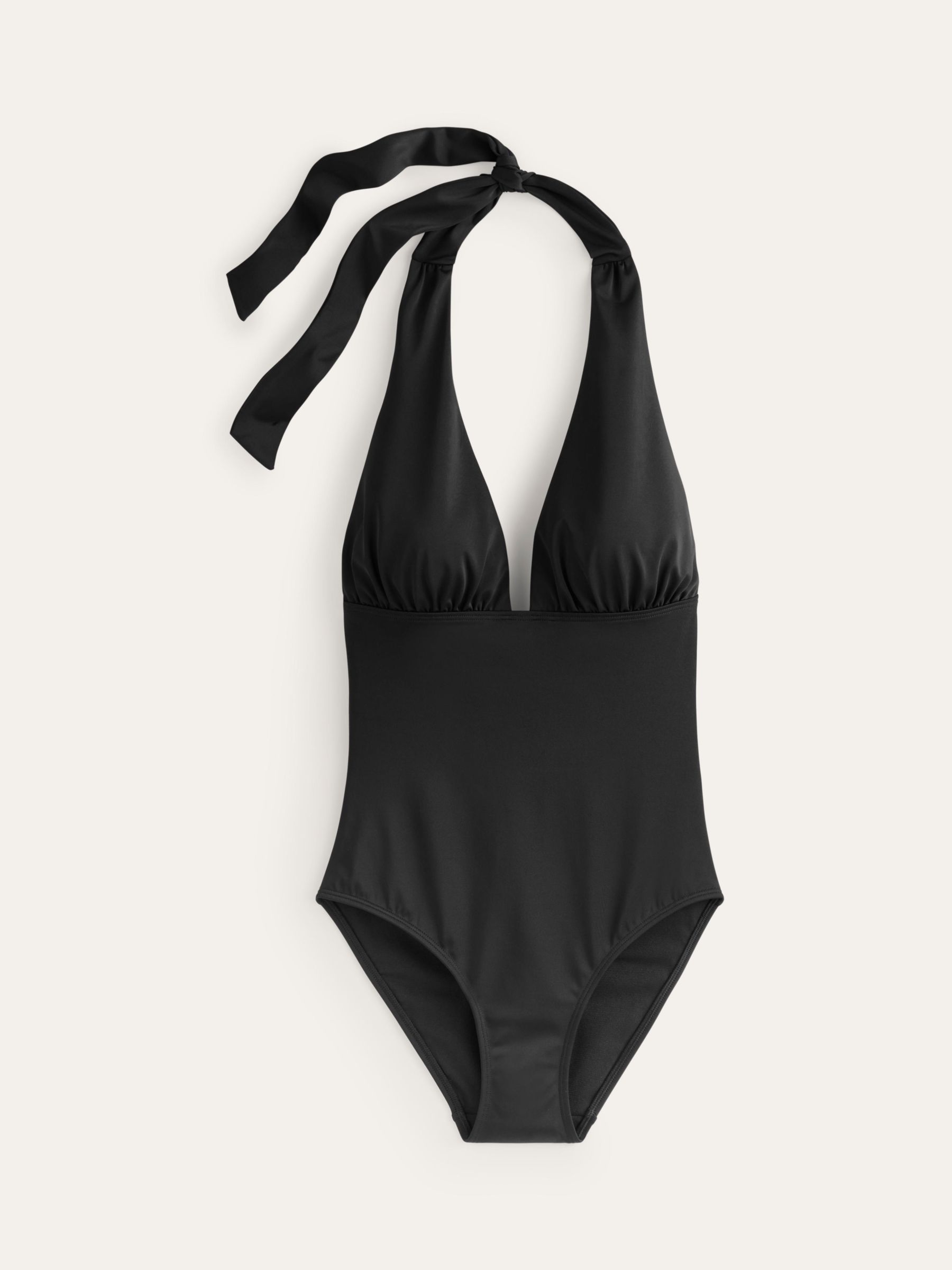 Boden Merano Plunge Halter Neck Swimsuit, Black at John Lewis & Partners