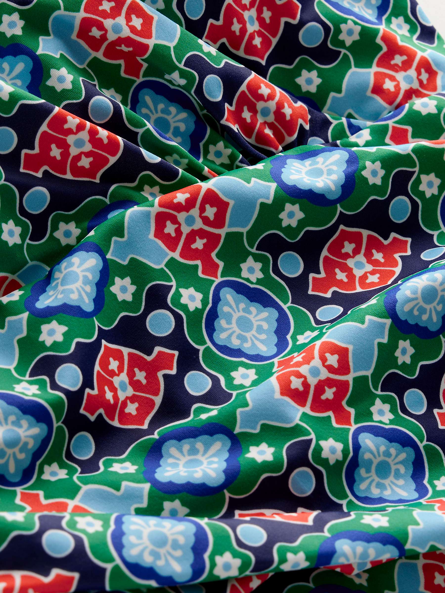 Buy Boden Levanzo Geometric Coastal Tile Print Swimsuit, Green/Multi Online at johnlewis.com