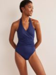Boden Levanzo Ruched Halterneck Swimsuit, French Navy