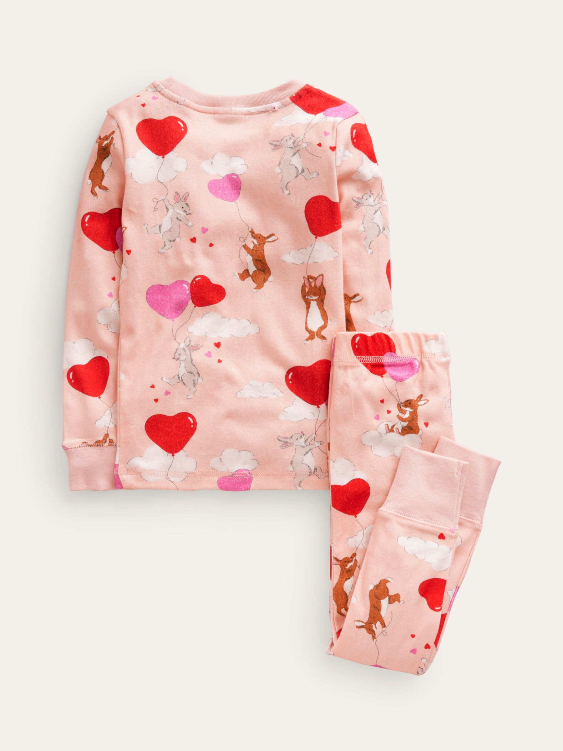 Mini Boden Kids' Fun Heart Bunny Long Sleeve Jersey Dress, Ballet