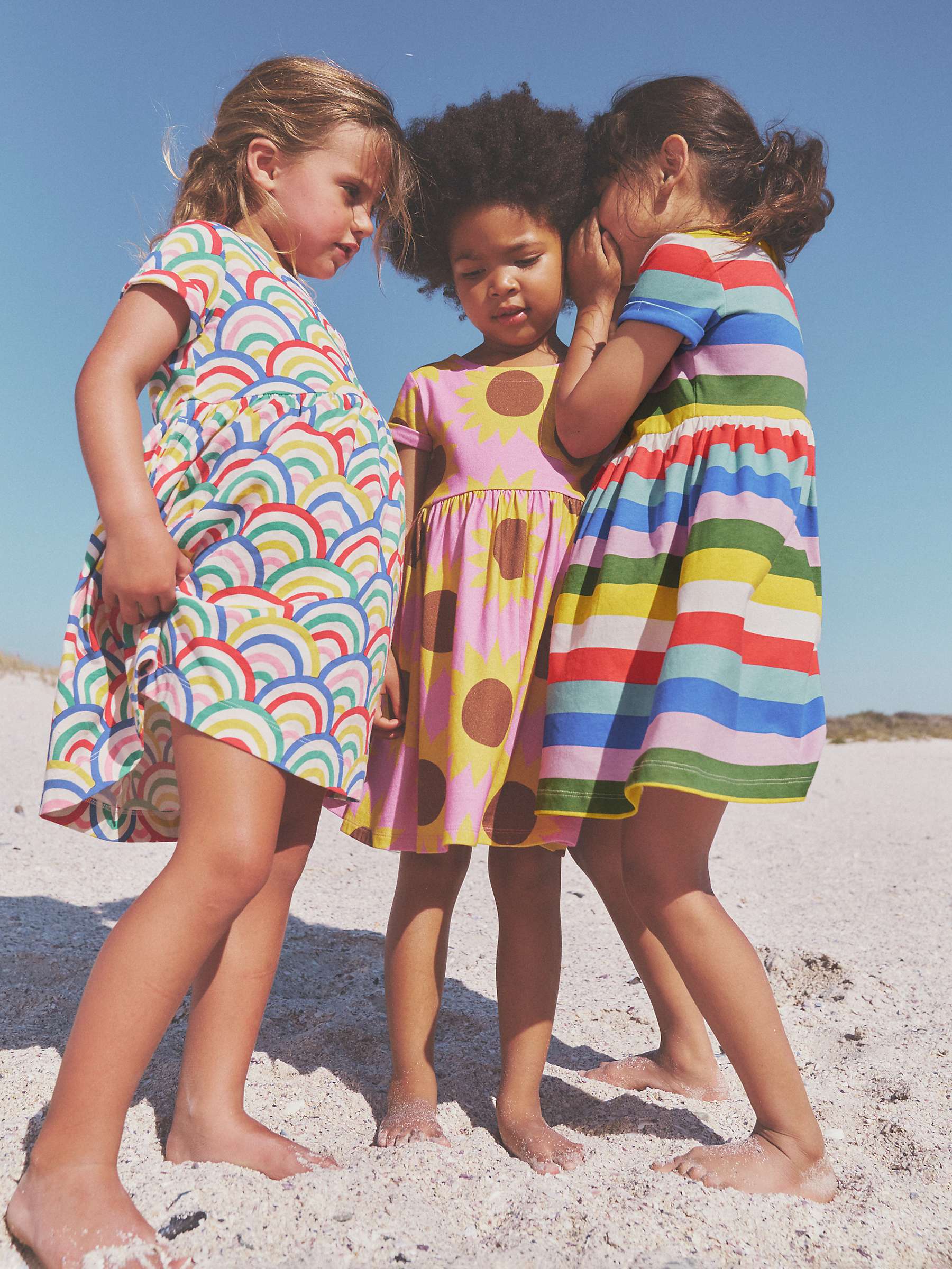 Buy Mini Boden Kids' Short Sleeved Fun Rainbow Stripe Jersey Dress, Multi Online at johnlewis.com