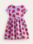 Mini Boden Kids' Short Sleeved Strawberry Fun Jersey Dress, Violet
