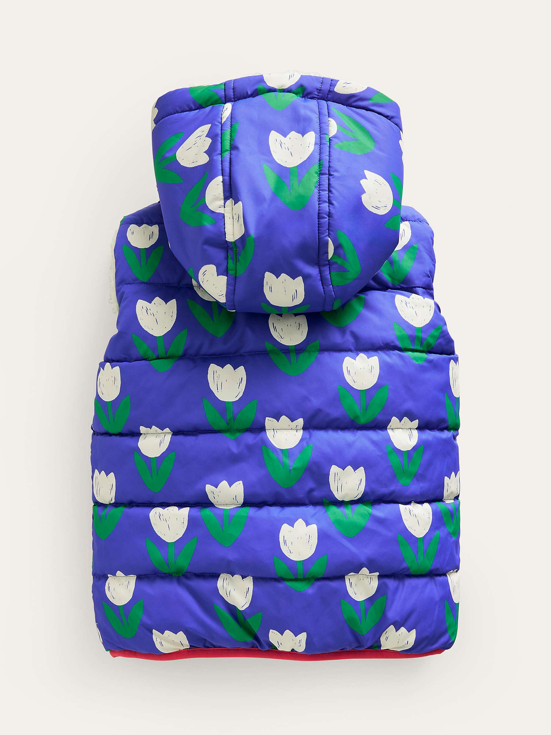 Buy Mini Boden Kids' Tulips & Borg Reversible Gilet, Blue/Heron Tulips Online at johnlewis.com
