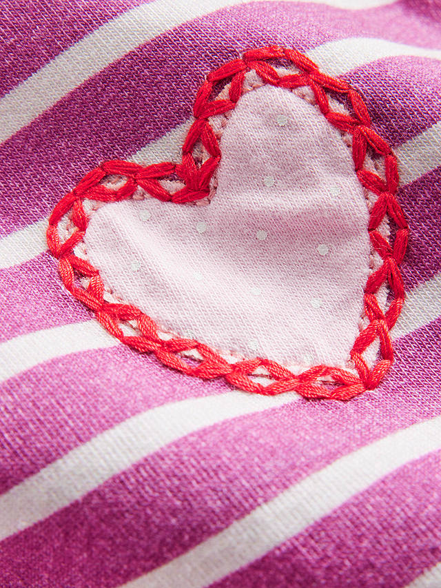 Mini Boden Kids' Heart Striped Leggings, Pink/Ivory
