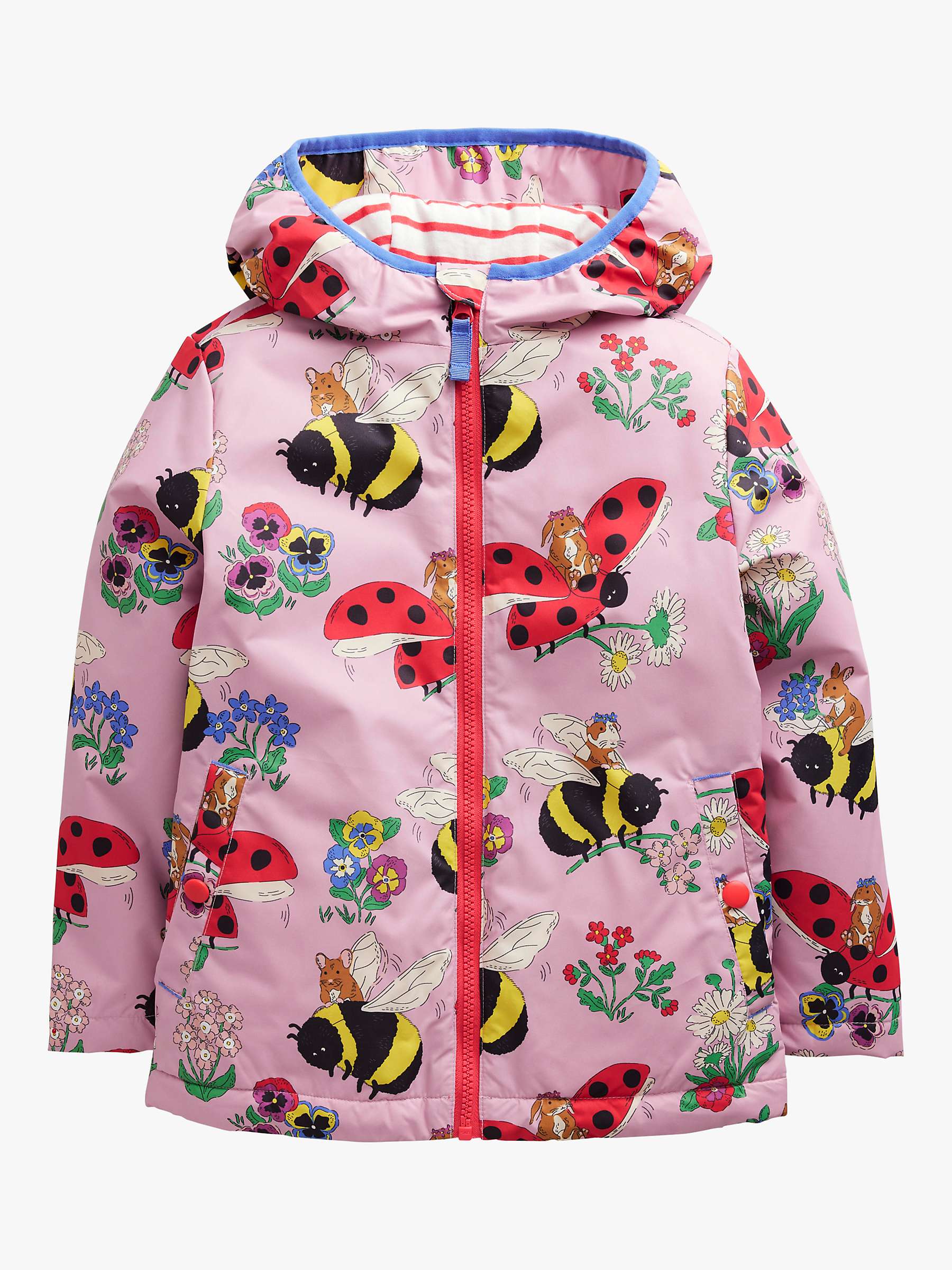 Buy Mini Boden Kids' Bumble Bee Print Jersey Lined Hooded Anorak, Almond Pink Online at johnlewis.com