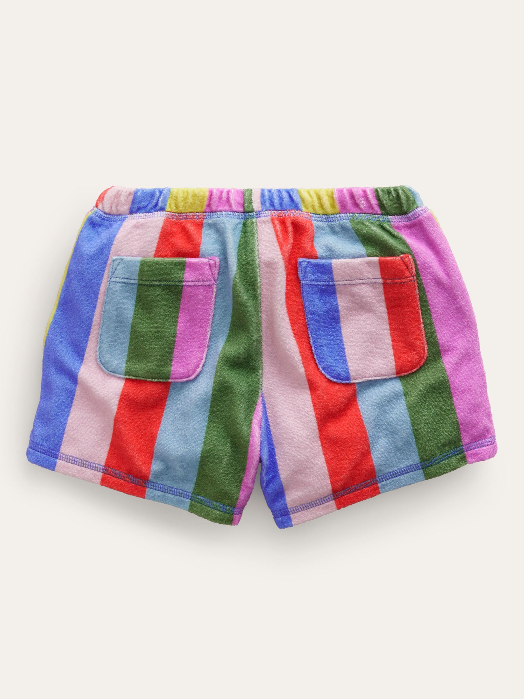 Mini Boden Kids' Rainbow Stripe Towelling Shorts, Multi at John