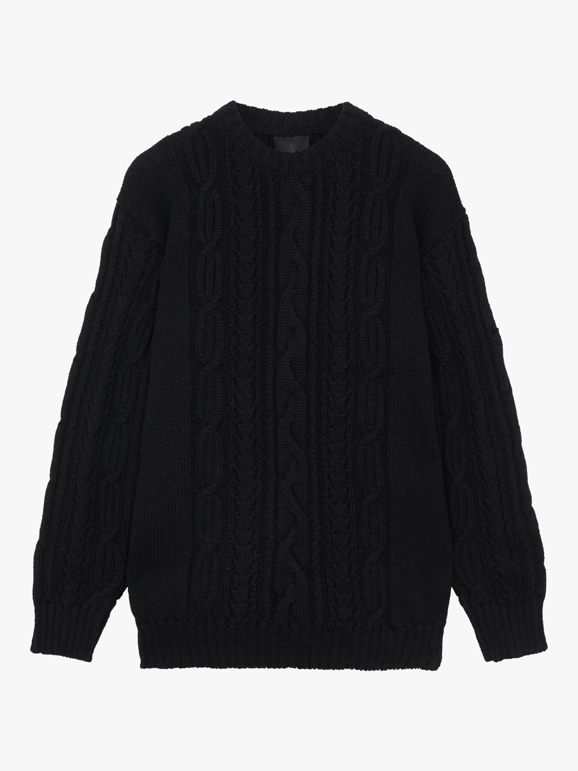 Lyle & Scott Wool Cable Knit Jumper, Jet Black at John Lewis & Partners