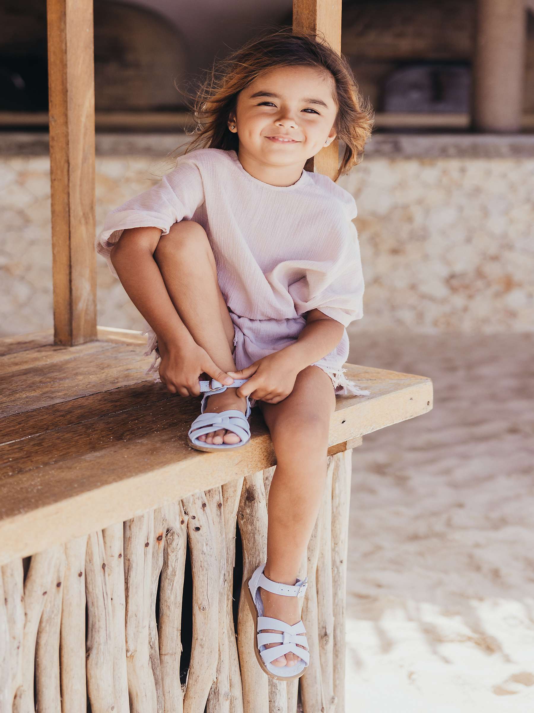Buy Salt-Water Kids' Original Leather Sandals, Light Blue Online at johnlewis.com