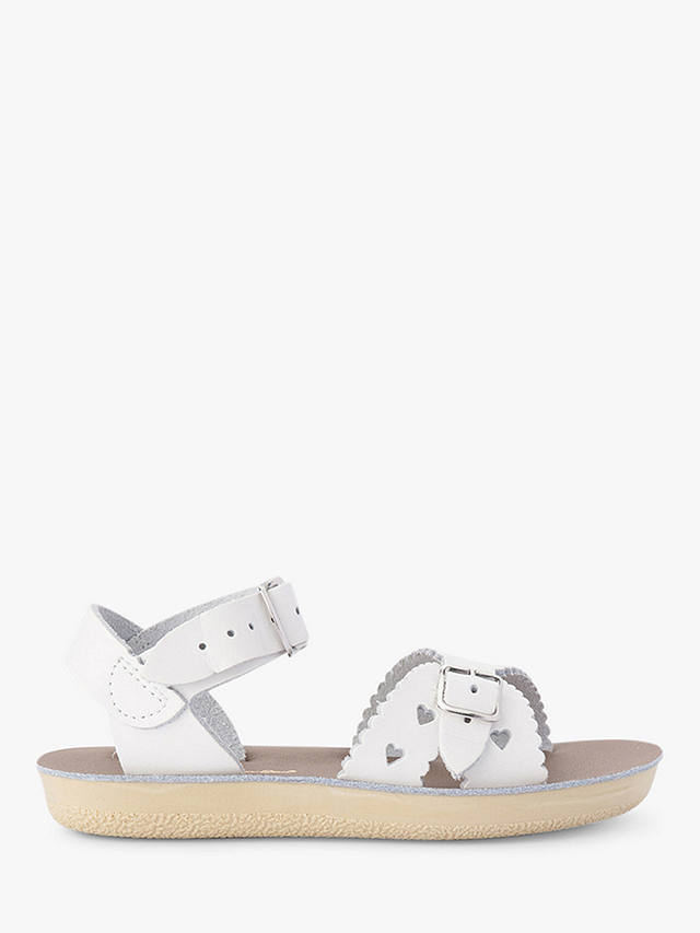 Salt-Water Kids' Leather Sweetheart Cut Out Two Part Sandals, White