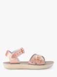 Salt-Water Kids' Leather Sweetheart Cut Out Two Part Sandals, Rose Gold