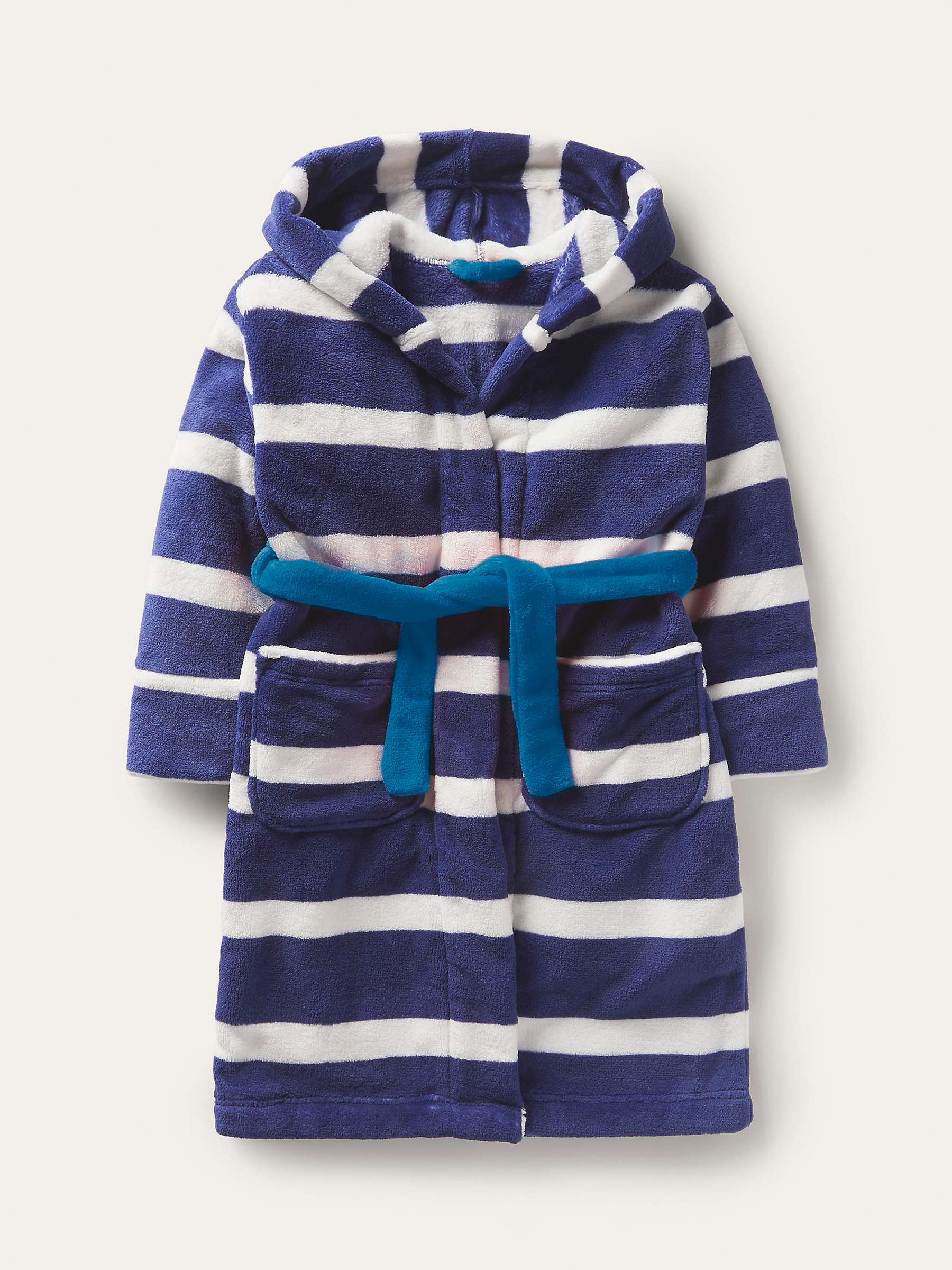 Buy Mini Boden Kids' Cosy Dressing Gown, Starboard/Ivory Online at johnlewis.com