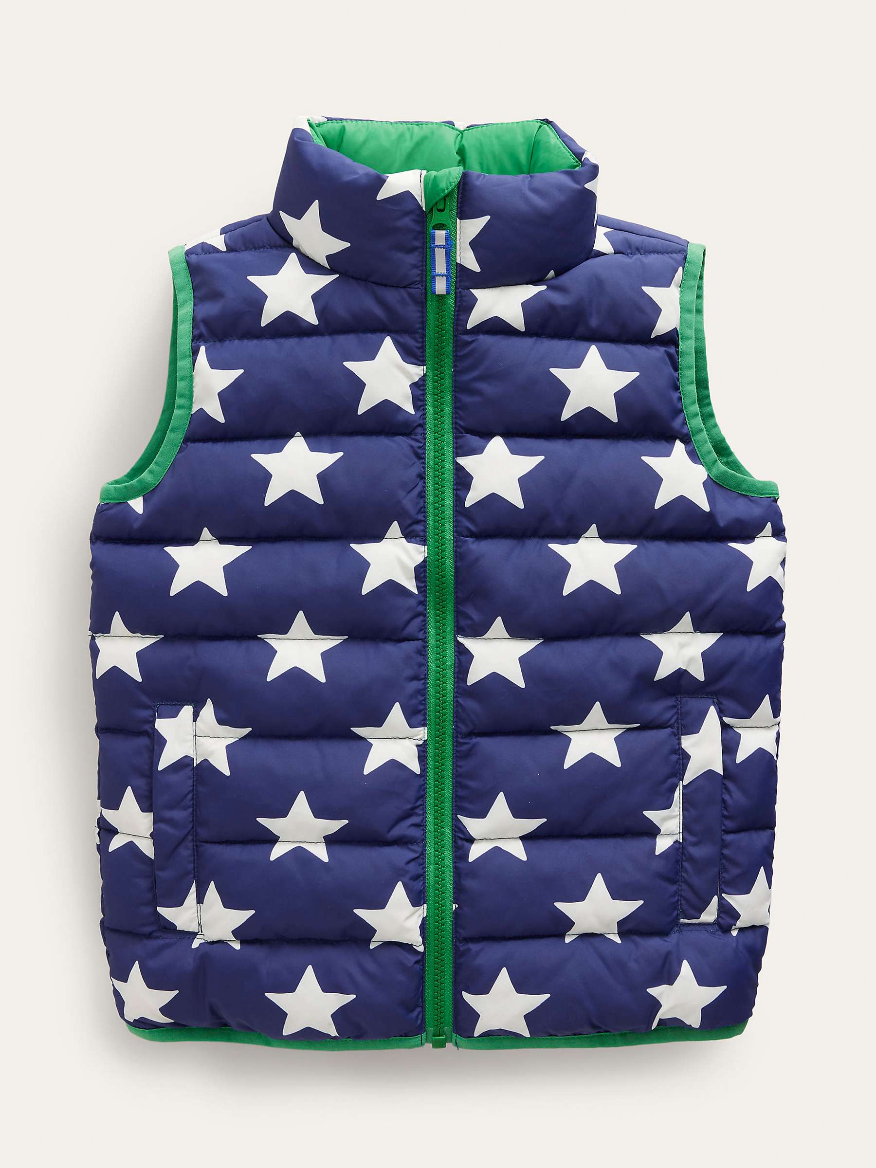 Buy Mini Boden Kids' Stars Padded Gilet, Navy/Multi Online at johnlewis.com