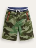 Mini Boden Kids' Adventure Camo Shorts, Tonal Green