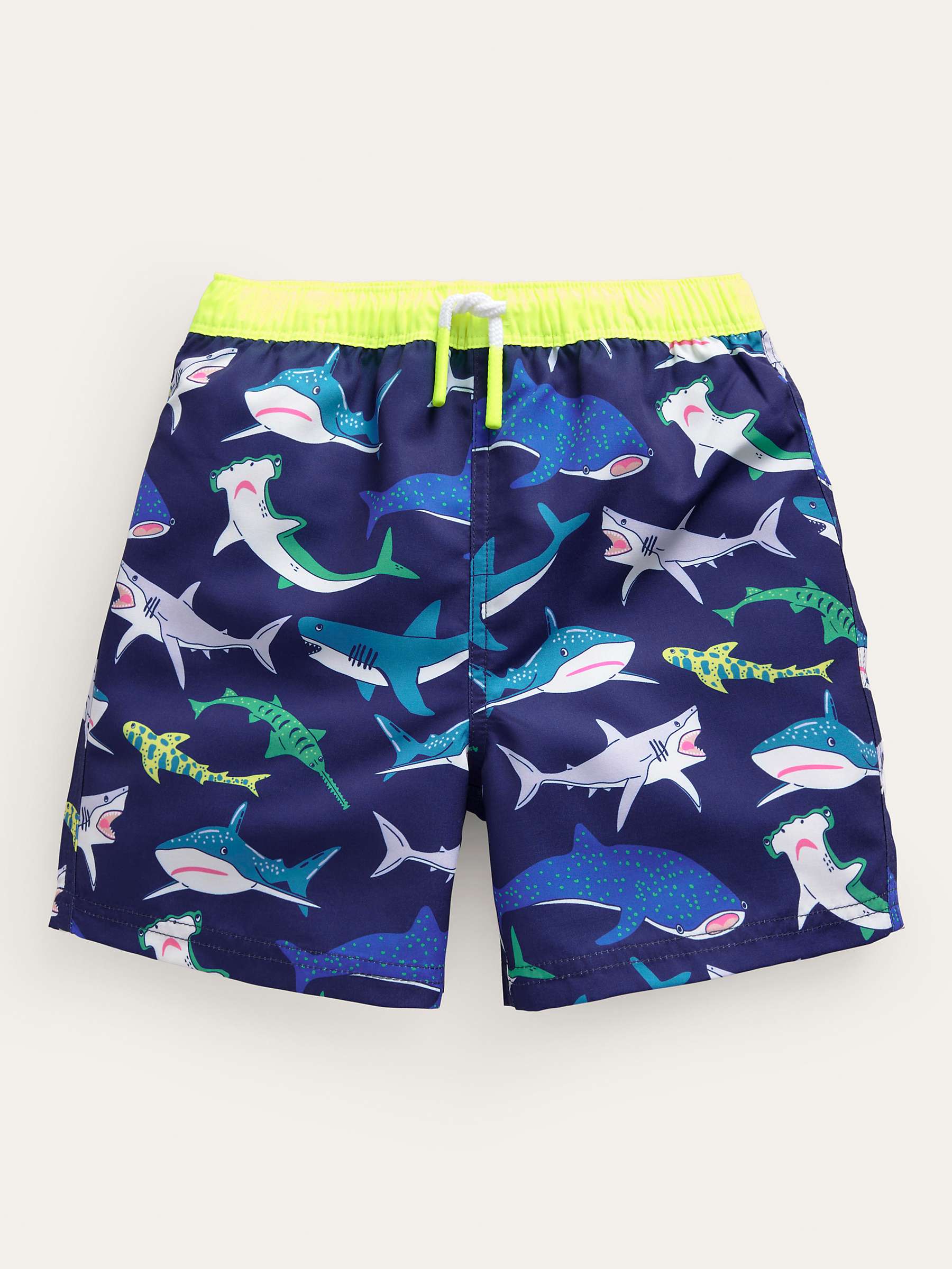 Buy Mini Boden Kids' Printed Swim Shorts, Multi Sharks Online at johnlewis.com