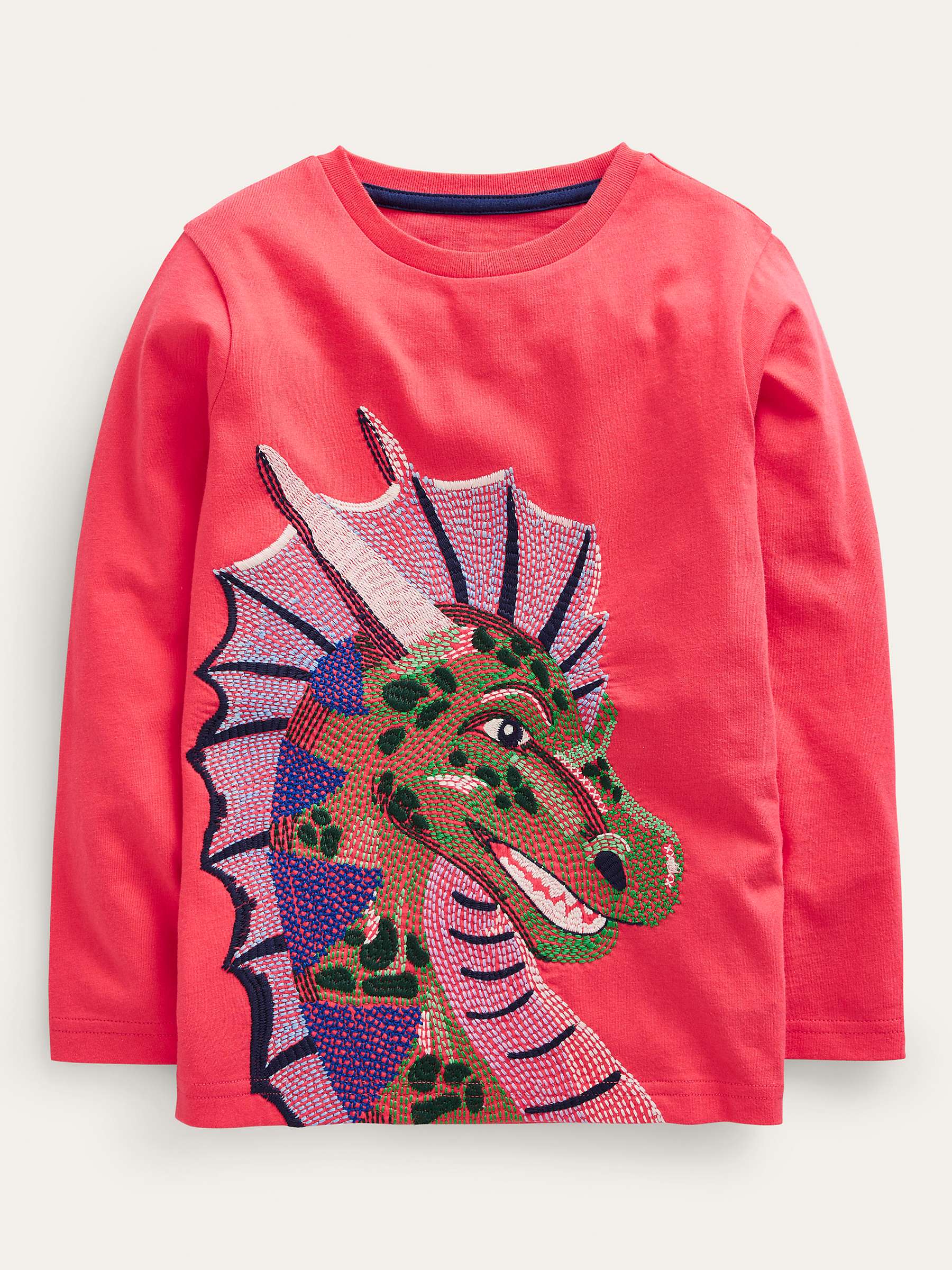 Buy Mini Boden Kids' Superstitch Dragon T-Shirt, Jam Red Dragon Online at johnlewis.com