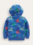 Mini Boden Kids' Shaggy Lined Dragon Print Hoodie, Bluejay