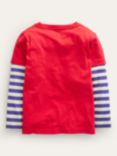 Mini Boden Kids' Lemur Applique Stripe T-Shirt, Poppy Red