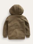 Mini Boden Kids' Shaggy Lined Applique Dinosaur Hoodie, Khaki/Multi